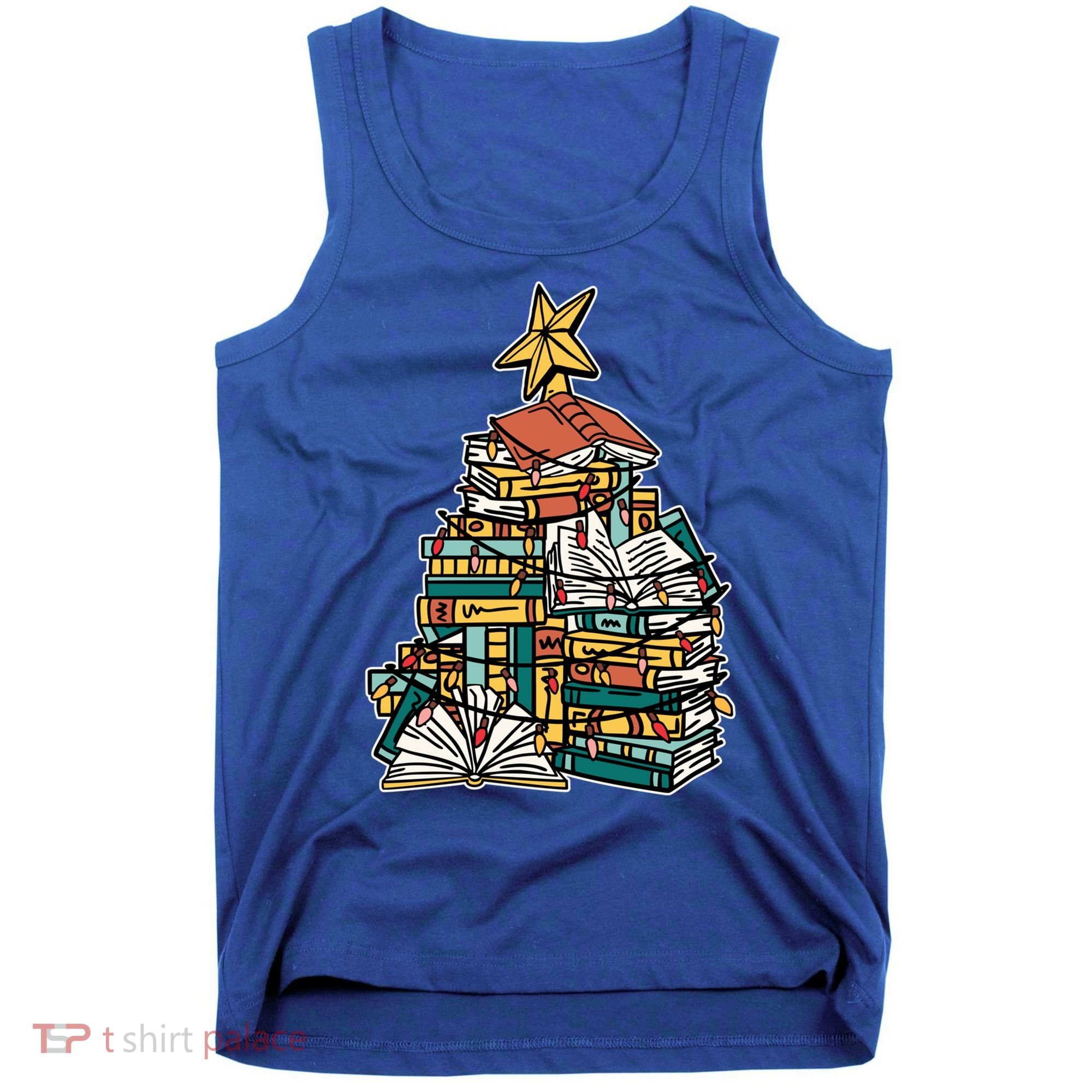 Christmas Book Lover Xmas Tree Reading Nerd Cool Gift Tank Top