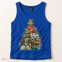 Christmas Book Lover Xmas Tree Reading Nerd Cool Gift Tank Top thumb 2