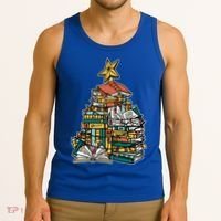 Christmas Book Lover Xmas Tree Reading Nerd Cool Gift Tank Top thumb 3