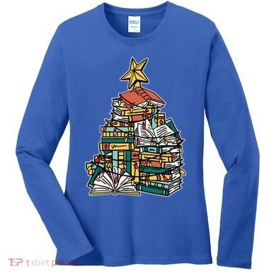 Christmas Book Lover Xmas Tree Reading Nerd Cool Gift Women's Long Sleeve Shirt