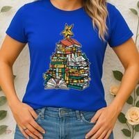 Christmas Book Lover Xmas Tree Reading Nerd Cool Gift Women's T-Shirt thumb 2