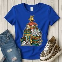 Christmas Book Lover Xmas Tree Reading Nerd Cool Gift Women's T-Shirt thumb 3