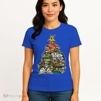 Christmas Book Lover Xmas Tree Reading Nerd Cool Gift Women's T-Shirt thumb 4