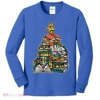 Christmas Book Lover Xmas Tree Reading Nerd Cool Gift Kids Long Sleeve Shirt thumb 0