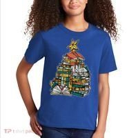 Christmas Book Lover Xmas Tree Reading Nerd Cool Gift Kids T-Shirt thumb 2