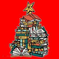 Christmas Book Lover Xmas Tree Reading Nerd Cool Gift Santa Hat thumb 1