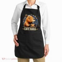 Café Bara Logo Coffee Bar Cafebara Barista Capybara Funny Apron thumb 2