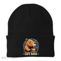 Café Bara Logo Coffee Bar Cafebara Barista Capybara Funny Beanie thumb 0