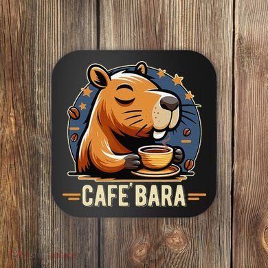 Café Bara Logo Coffee Bar Cafebara Barista Capybara Funny Coaster