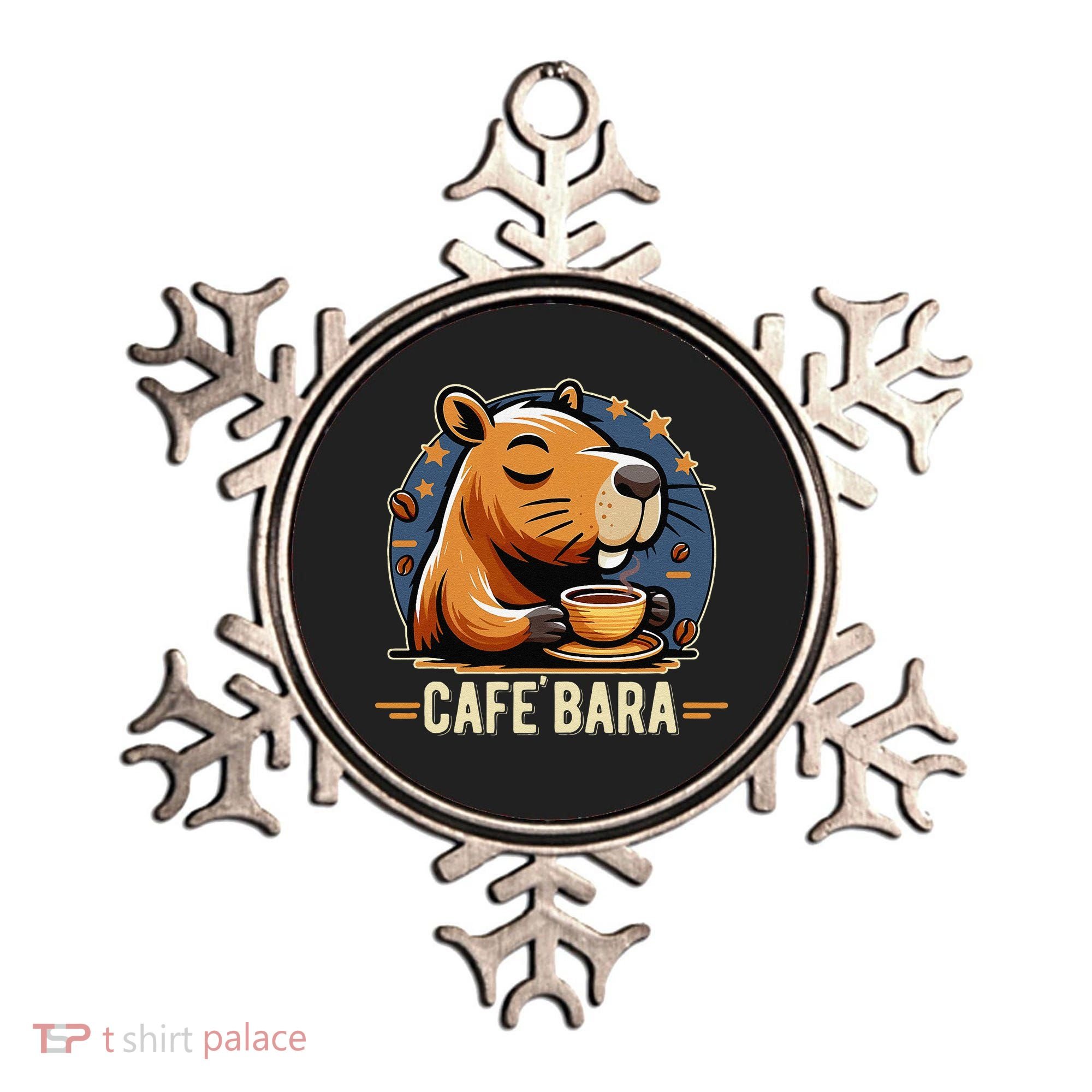 Café Bara Logo Coffee Bar Cafebara Barista Capybara Funny Ornament