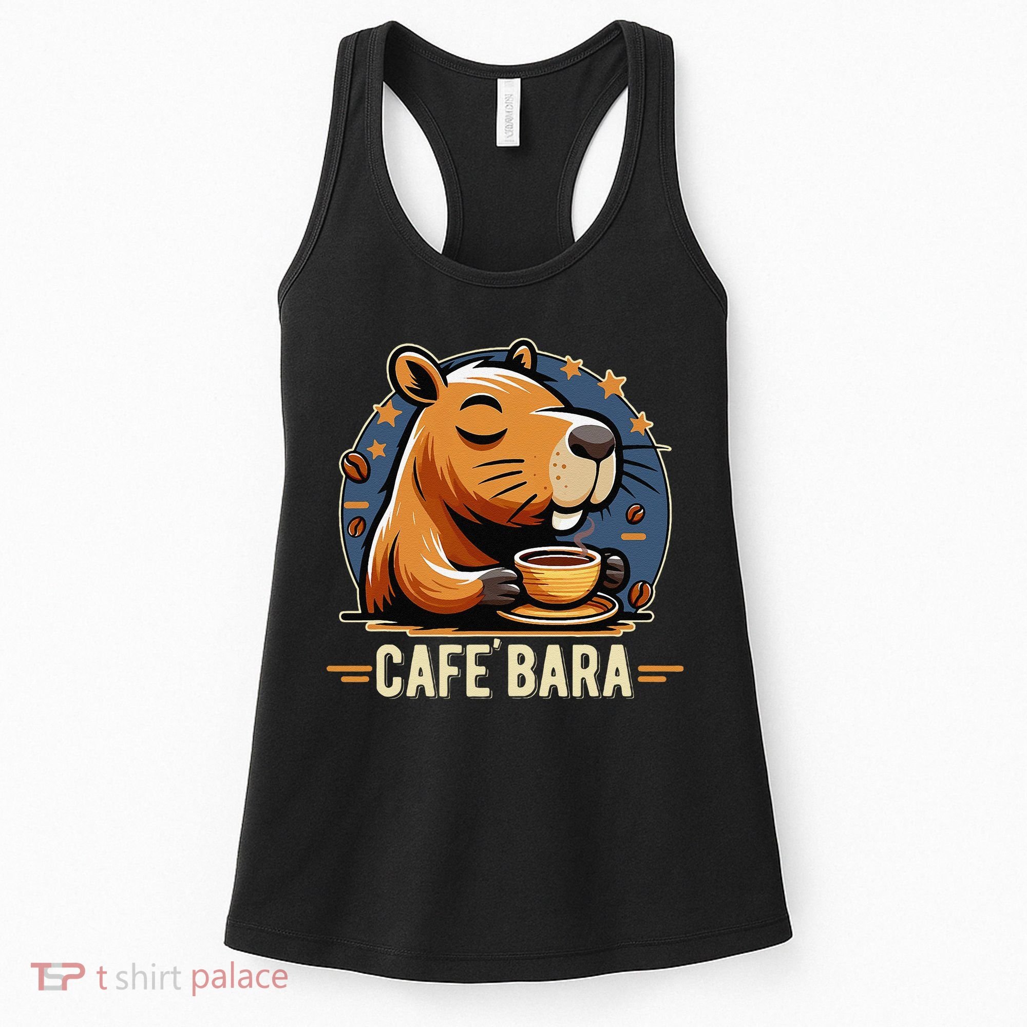 Café Bara Logo Coffee Bar Cafebara Barista Capybara Funny Women's Tank Top