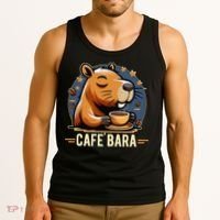 Café Bara Logo Coffee Bar Cafebara Barista Capybara Funny Tank Top thumb 3