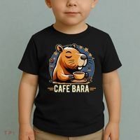 Café Bara Logo Coffee Bar Cafebara Barista Capybara Funny Toddler T-Shirt thumb 2
