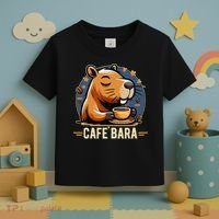 Café Bara Logo Coffee Bar Cafebara Barista Capybara Funny Toddler T-Shirt thumb 3