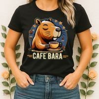 Café Bara Logo Coffee Bar Cafebara Barista Capybara Funny Women's T-Shirt thumb 2