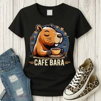 Café Bara Logo Coffee Bar Cafebara Barista Capybara Funny Women's T-Shirt thumb 3