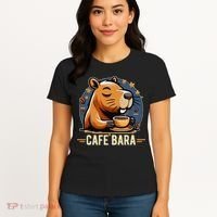 Café Bara Logo Coffee Bar Cafebara Barista Capybara Funny Women's T-Shirt thumb 4