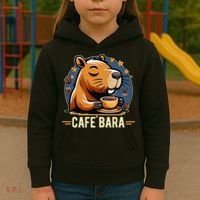 Café Bara Logo Coffee Bar Cafebara Barista Capybara Funny Kids Hoodie thumb 3