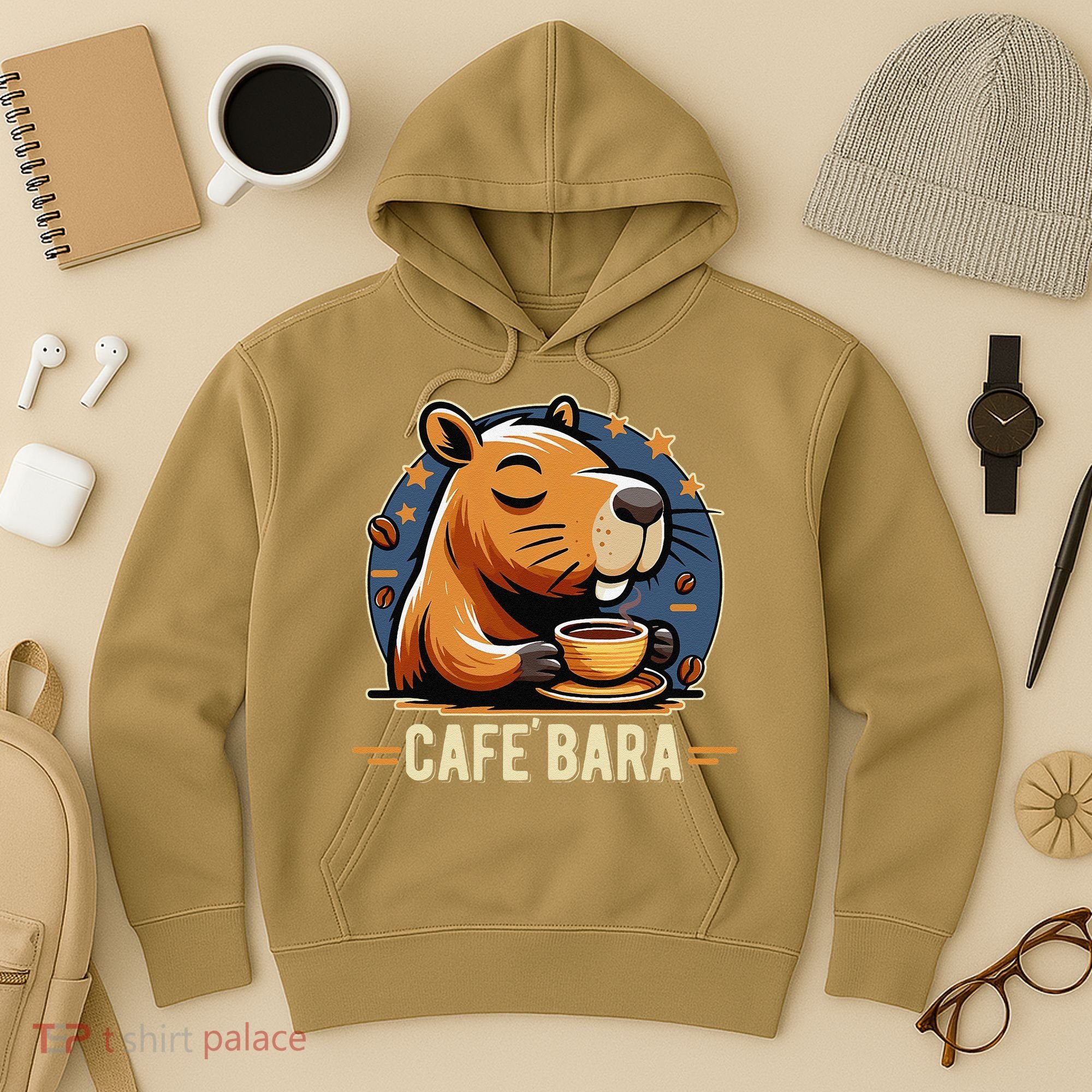 Café Bara Logo Coffee Bar Cafebara Barista Capybara Funny Hoodie