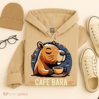 Café Bara Logo Coffee Bar Cafebara Barista Capybara Funny Hoodie thumb 4