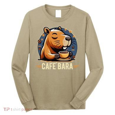 Café Bara Logo Coffee Bar Cafebara Barista Capybara Funny Long Sleeve Shirt
