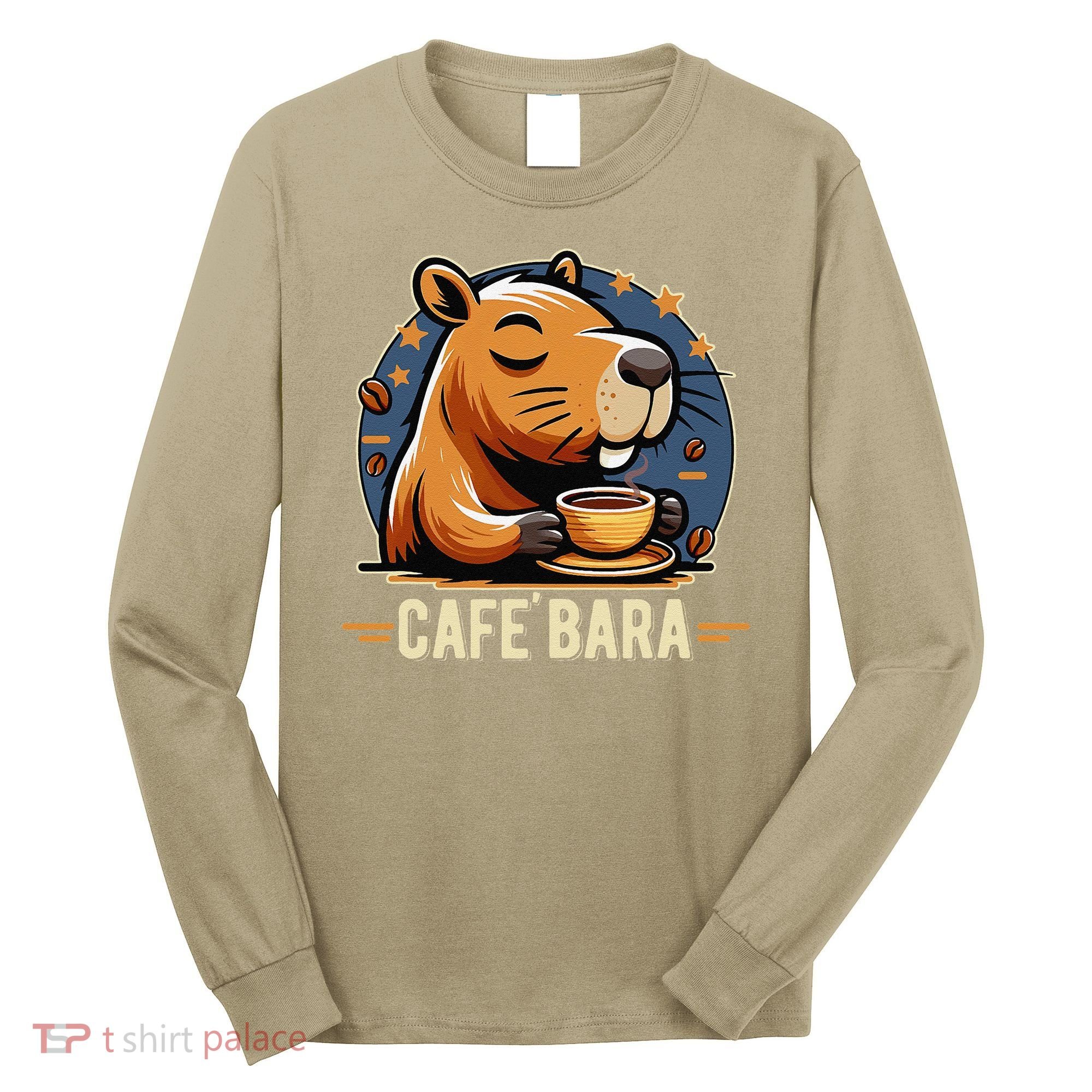 Café Bara Logo Coffee Bar Cafebara Barista Capybara Funny Long Sleeve Shirt