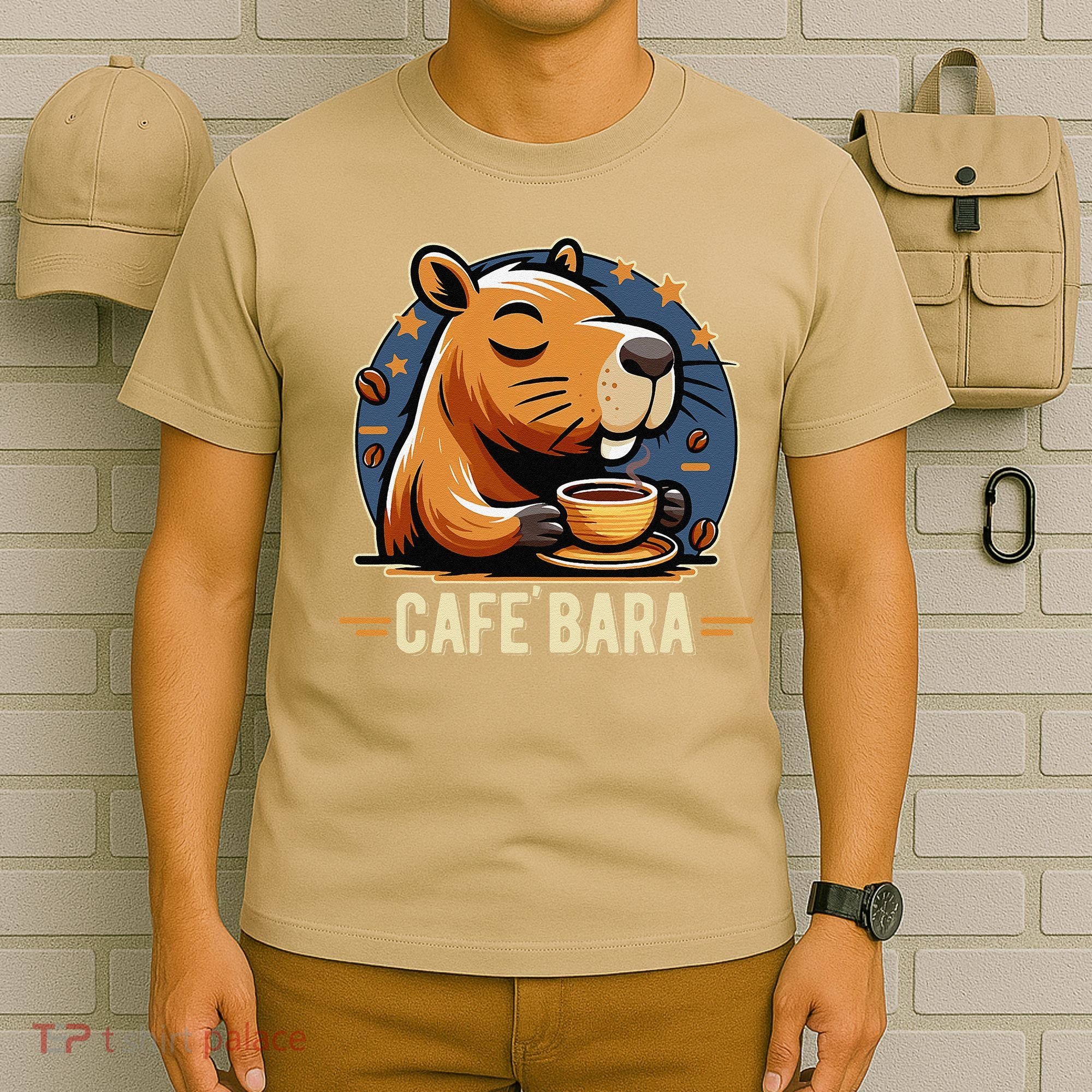 Café Bara Logo Coffee Bar Cafebara Barista Capybara Funny T-Shirt