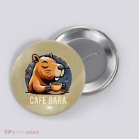 Café Bara Logo Coffee Bar Cafebara Barista Capybara Funny Button thumb 0