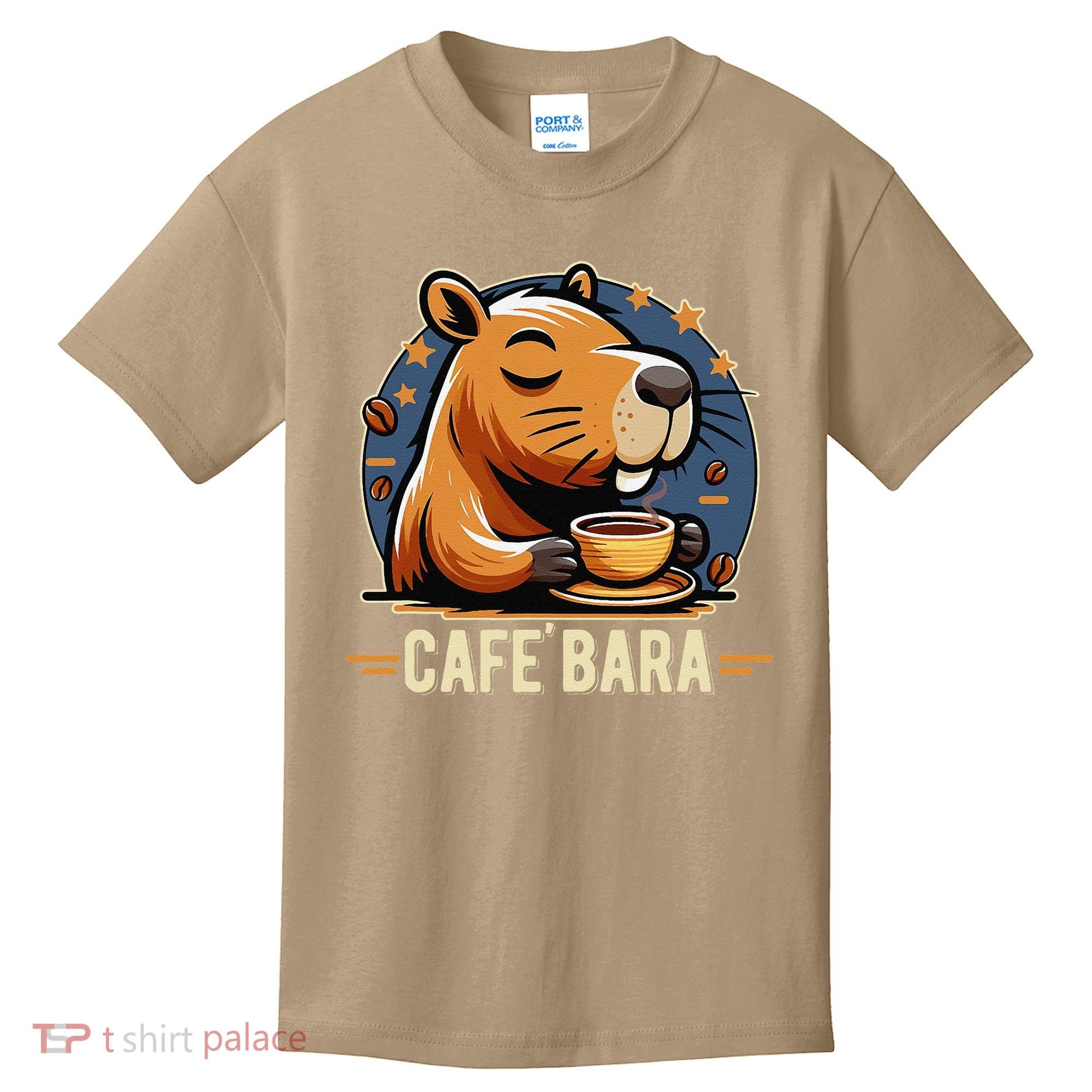 Café Bara Logo Coffee Bar Cafebara Barista Capybara Funny Kids T-Shirt
