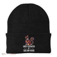 Cat Book Lovers Gift Easily Distracted By Cats And Books Cool Gift Beanie thumb 0