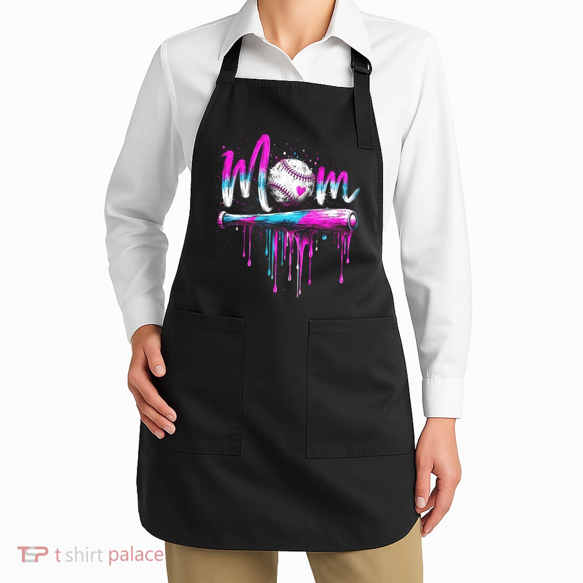 Cute Baseball Mom Ice Cream Drip Apron