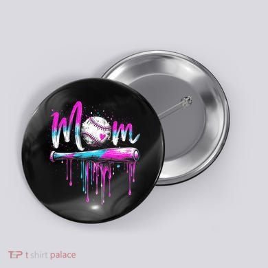 Cute Baseball Mom Ice Cream Drip Button