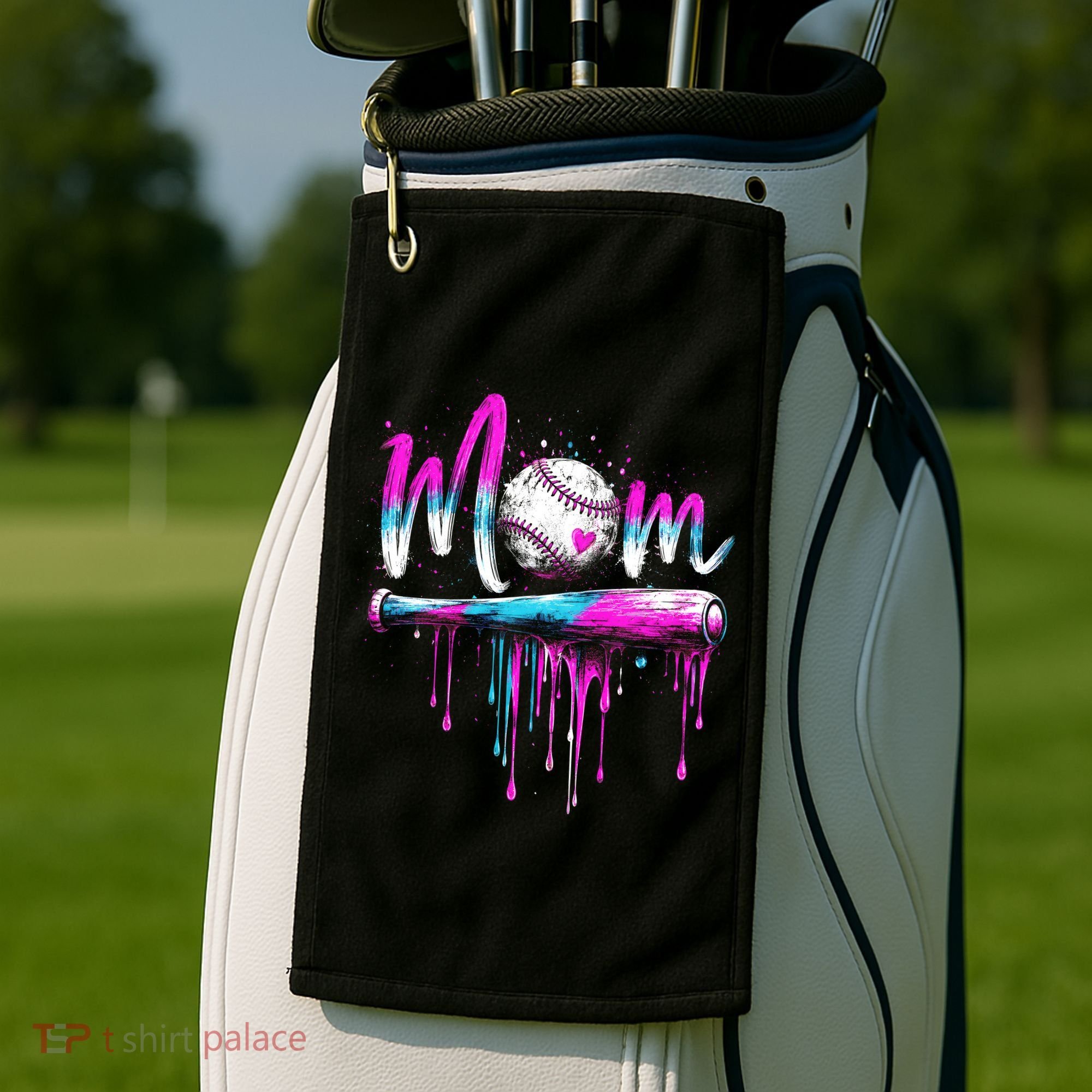 Cute Baseball Mom Ice Cream Drip Golf Towel
