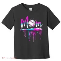 Cute Baseball Mom Ice Cream Drip Toddler T-Shirt thumb 0