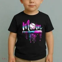 Cute Baseball Mom Ice Cream Drip Toddler T-Shirt thumb 2