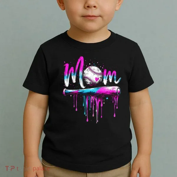 Cute Baseball Mom Ice Cream Drip Toddler T-Shirt