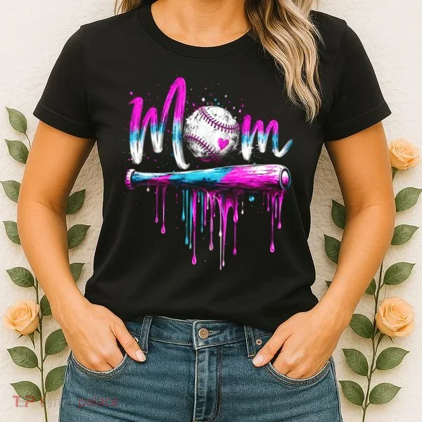 Cute Baseball Mom Ice Cream Drip Women's T-Shirt