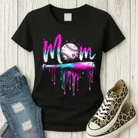 Cute Baseball Mom Ice Cream Drip Women's T-Shirt thumb 3