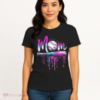 Cute Baseball Mom Ice Cream Drip Women's T-Shirt thumb 4