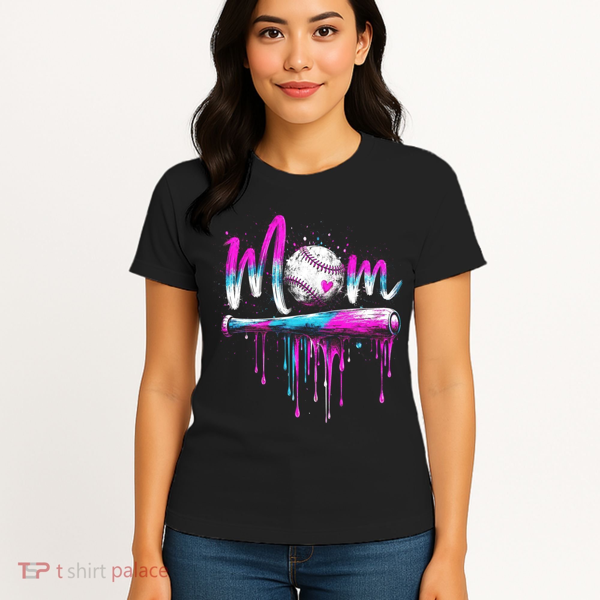 Cute Baseball Mom Ice Cream Drip Women's T-Shirt