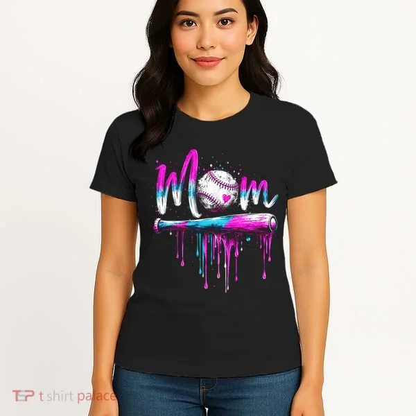 Cute Baseball Mom Ice Cream Drip Women's T-Shirt