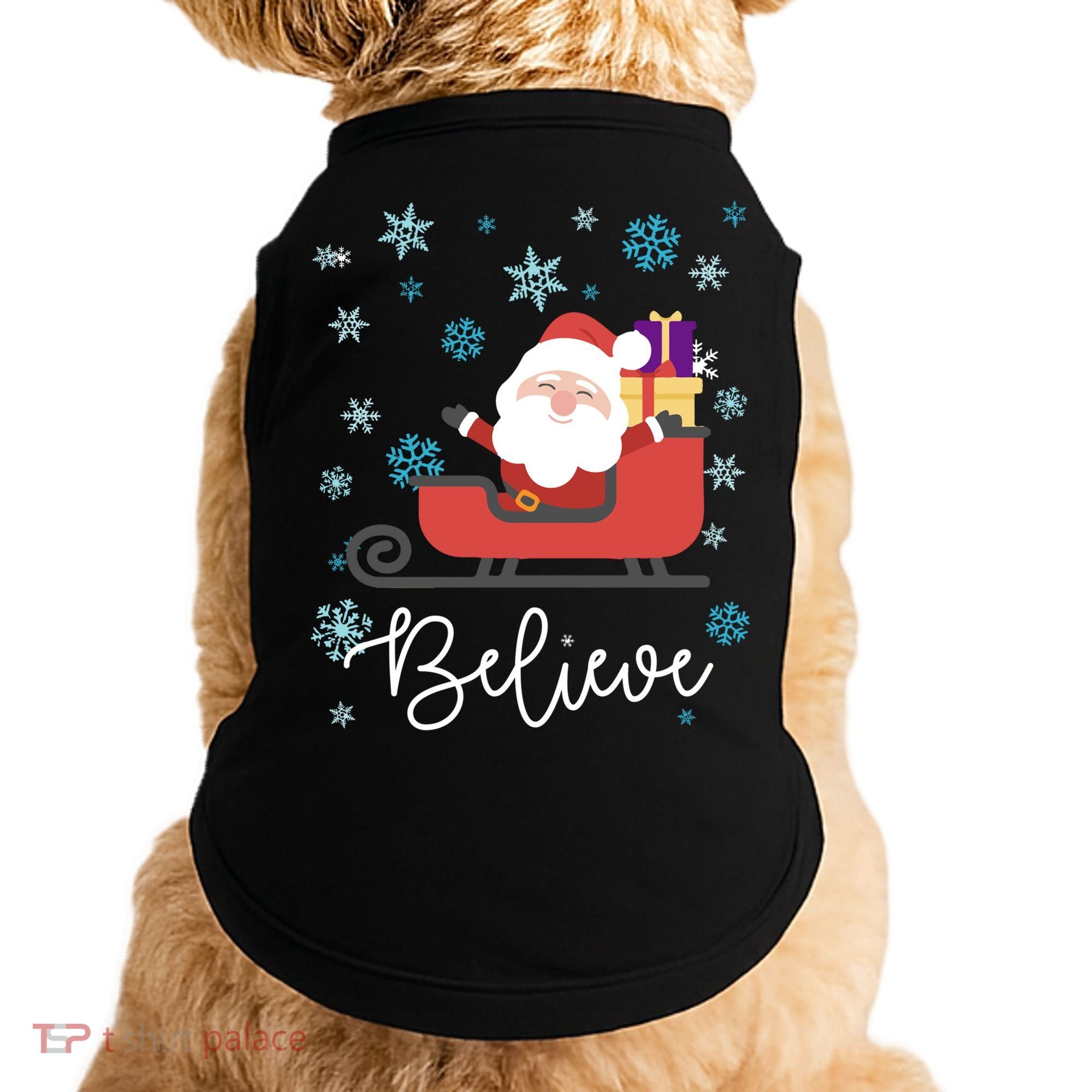 Cute Believe Merry Christmas Santa Claus Sleigh Meaningful Gift Doggie Tank