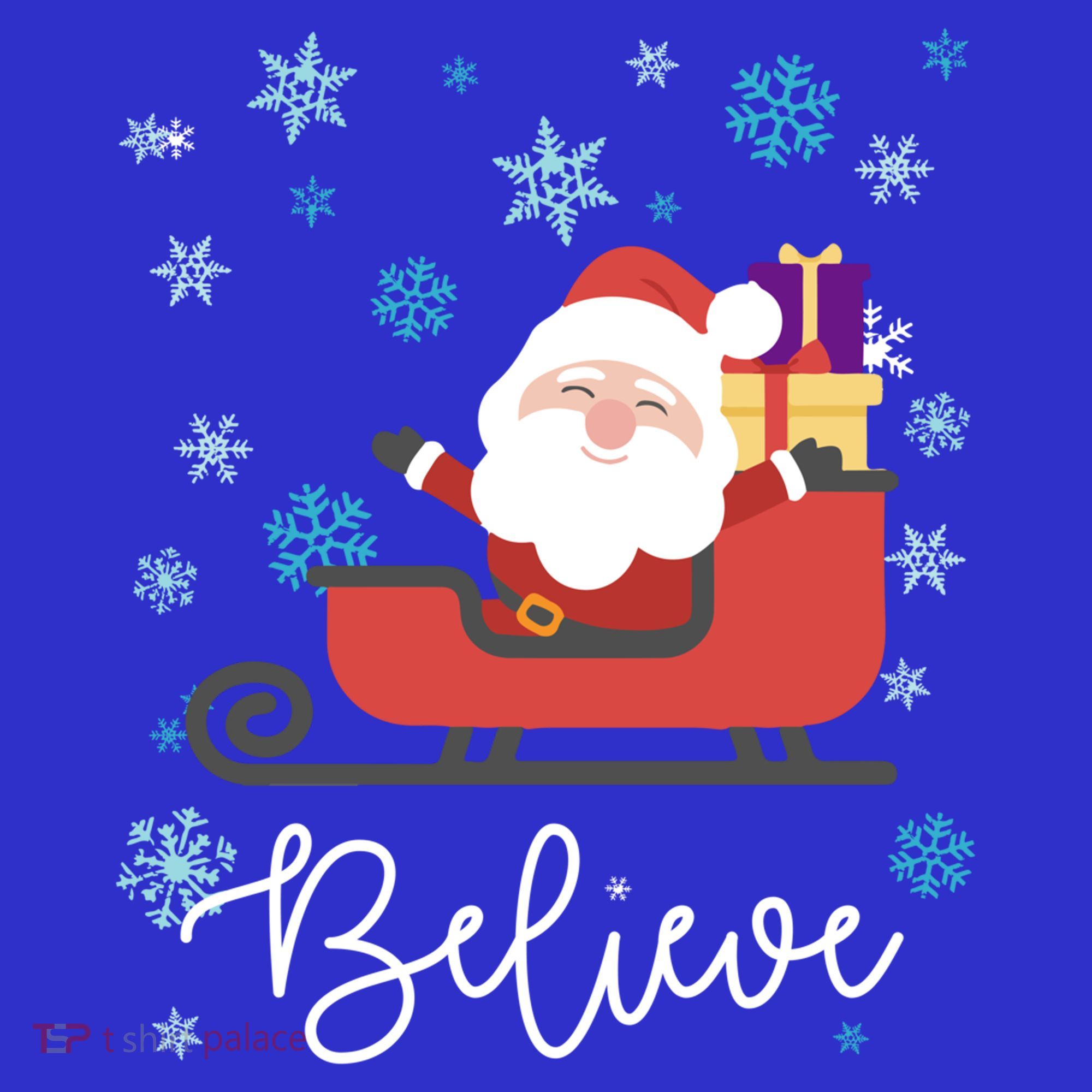 Cute Believe Merry Christmas Santa Claus Sleigh Meaningful Gift Long Sleeve Shirt