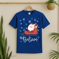 Cute Believe Merry Christmas Santa Claus Sleigh Meaningful Gift T-Shirt thumb 2