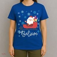 Cute Believe Merry Christmas Santa Claus Sleigh Meaningful Gift T-Shirt thumb 4