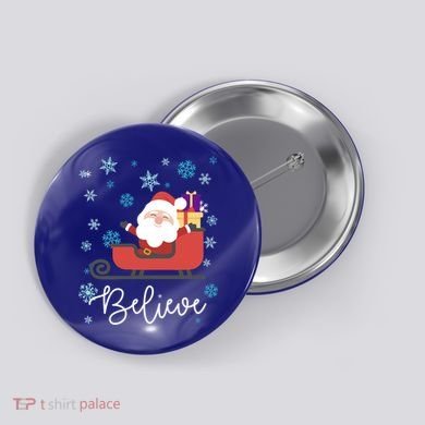 Cute Believe Merry Christmas Santa Claus Sleigh Meaningful Gift Button
