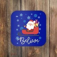Cute Believe Merry Christmas Santa Claus Sleigh Meaningful Gift Coaster thumb 0