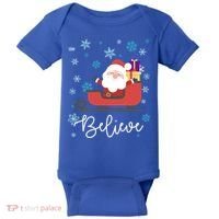 Cute Believe Merry Christmas Santa Claus Sleigh Meaningful Gift Baby Bodysuit thumb 0