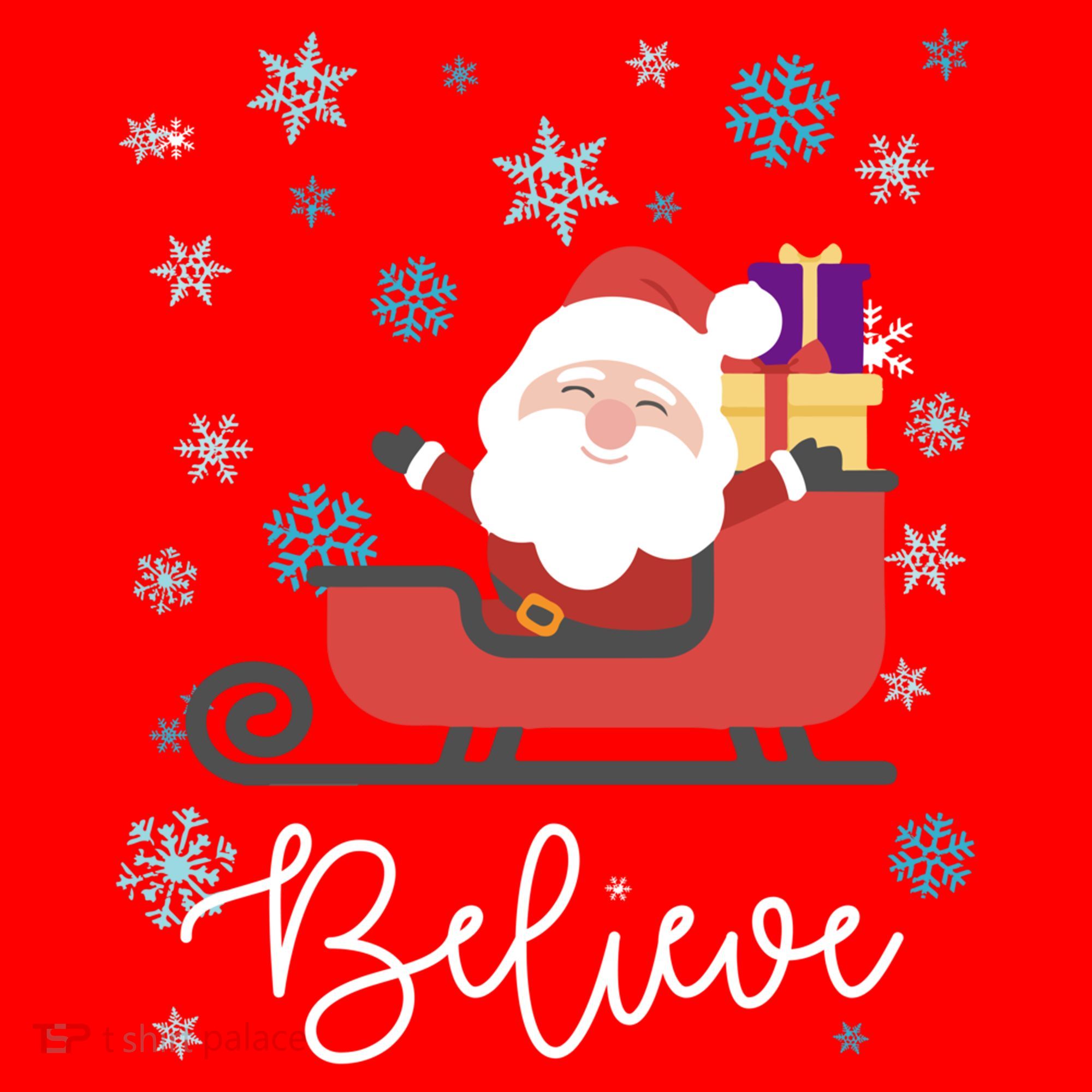 Cute Believe Merry Christmas Santa Claus Sleigh Meaningful Gift Santa Hat