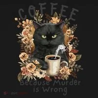 Coffee Because Murder Is Wrong Sarcastic Angry Black Cat  Ornament thumb 1